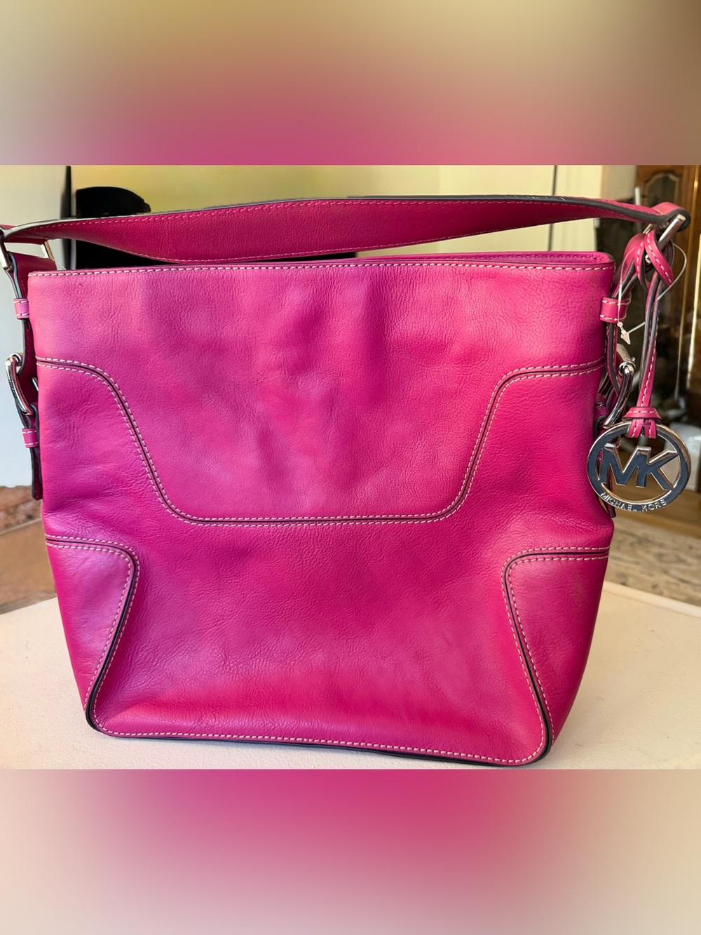 Michael Kors Stylish Hot Pink Leather Tote Bag - Women